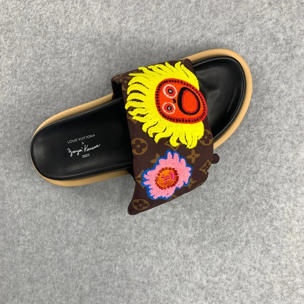 Louis Vuitton Pool Pillow Sandal Women 42 Brown Kusama Monogram Slides - Picture 3 of 16